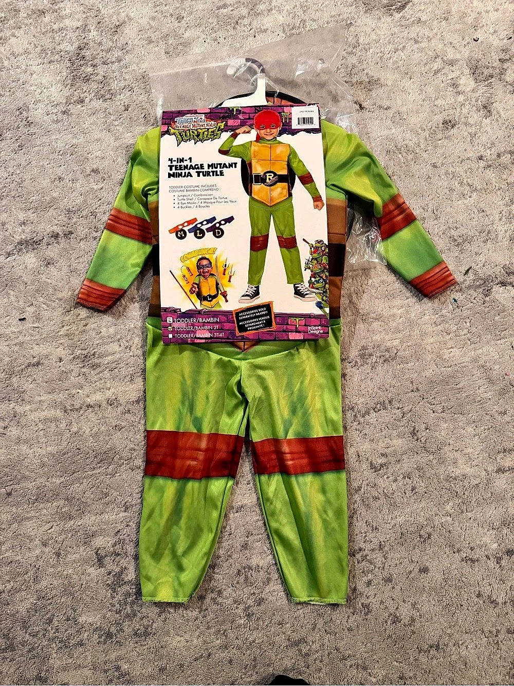 Teenage Mutant Ninja Turtles Raphael 4-in-1 Costume 2T NEW